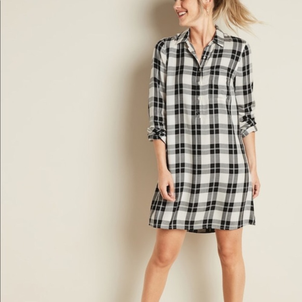 Old Navy Plaid Popover Shirt Dress